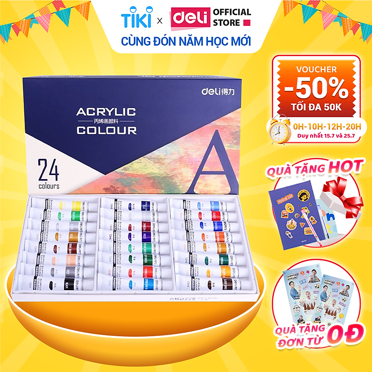 Màu Acrylic Chuyên Nghiệp Deli (12 màu)