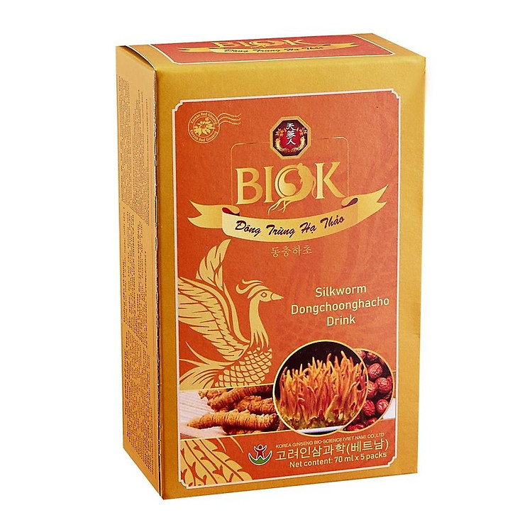 Nước Uống Đông Trùng Hạ Thảo BIOK Tăng Cường Miễn Dịch (70 ml x 5 gói)