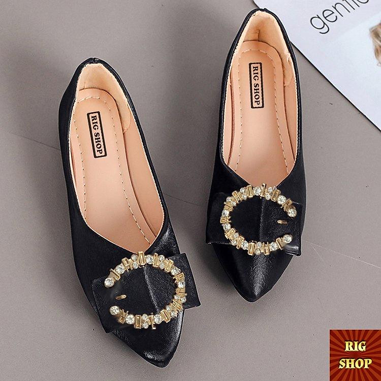 GIÀY BÚP BÊ KHÓA CHỮ C ĐÍNH ĐÁ