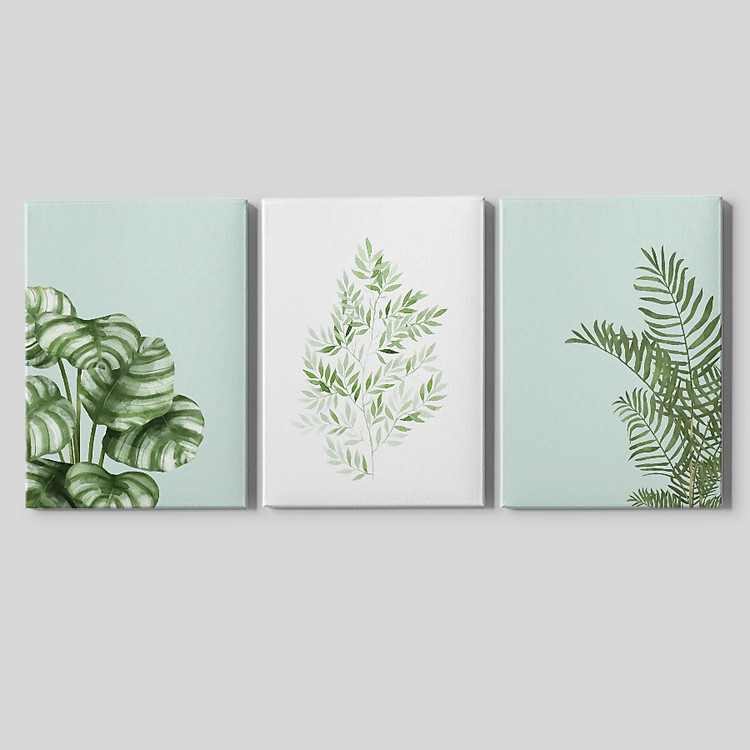 Bộ 03 tranh canvas trang trí Nhà - Hoa lá
