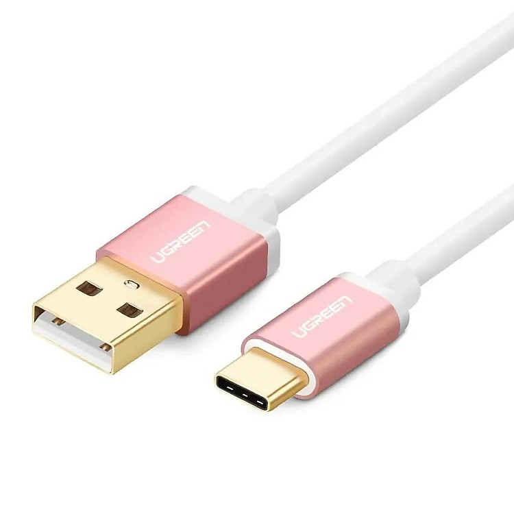 Cáp USB 2.0 sang Type C đầu mạ vàng 1.5M màu Hồng Ugreen UC30509US188 Hàng chính hãng