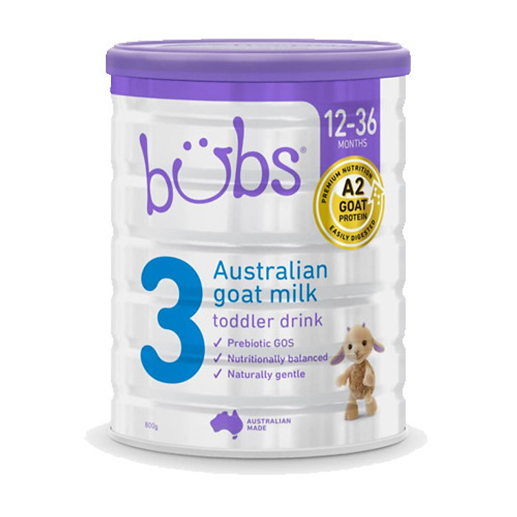 Sữa dê Bubs số 3 (800gr) – Sữa bột chính hãng nhập khẩu Úc cho bé 1 – 3 tuổi