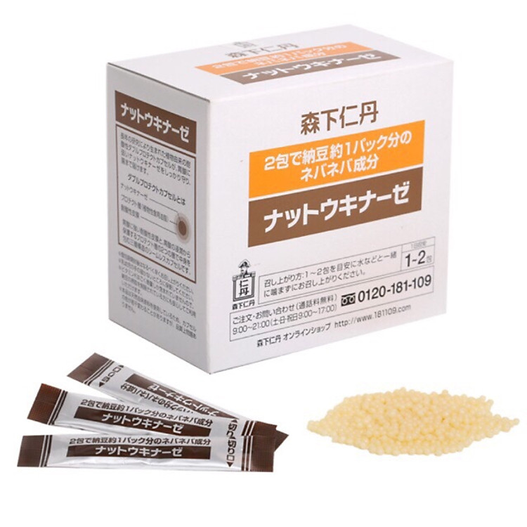 Thực phẩm bảo vệ sức khỏe Nattokinase Jintan Nhật Bản, hỗ trợ giảm mỡ máu, ngừa đột quỵ, tai biến, hộp 60 gói