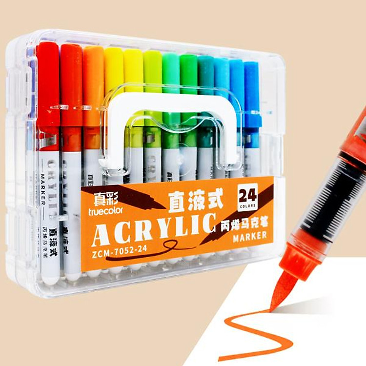 Hộp 24 Bút Lông Màu Acrylic Marker Truecolor ZCM-7052 (24 chiếc) - Ảnh 2