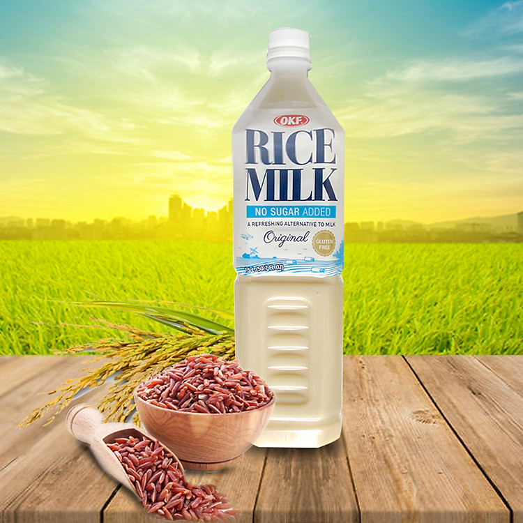 Nước sữa gạo không đường Hàn Quốc OKF RICE MILK “NO SUGAR ADDED” chai 1.5L
