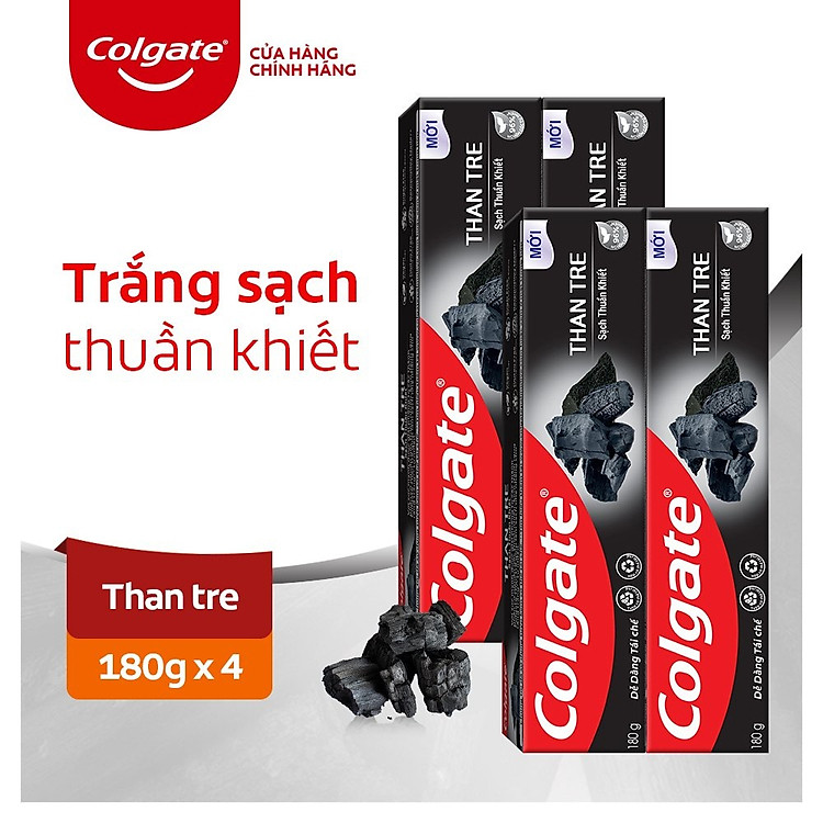 Bộ 4 Kem đánh răng Colgate thiên nhiên Than tre Hàn Quốc khử mùi diệt khuẩn 180g