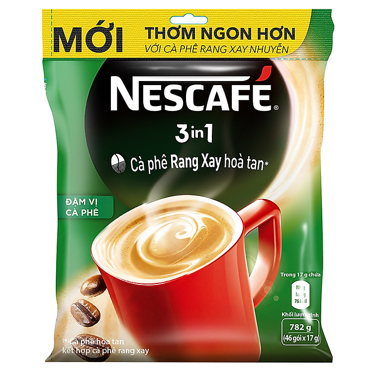 NESCAFÉ 3IN1 Công thức cải tiến - Vị rang đậm - Túi 46 gói (17g)