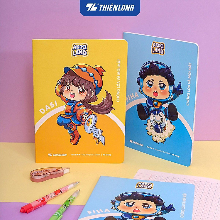 Tập Học Sinh Chống Lóa 48 Trang 4 Ô Ly Vuông 2.5mm 100gsm Thiên Long NB-115 (5 cuốn)