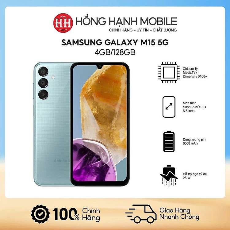 Điện Thoại Samsung Galaxy M15 5G 4GB/128GB - Hàng Chính Hãng