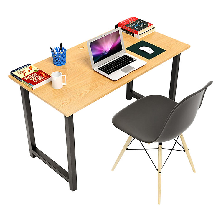 Bộ Bàn Oak-T Vân Gỗ Sồi Chân Đen Gấp Gọn Và Ghế Eames Chân Gỗ IBIE TOOATO12B-EAMSB