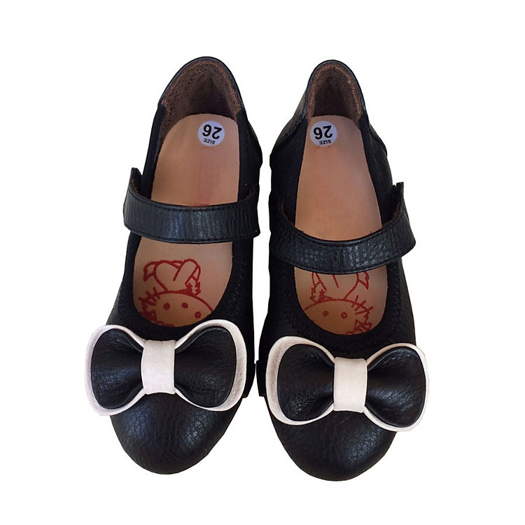 Giày búp bê bé gái đen da bò cao cấp TH - BBG012