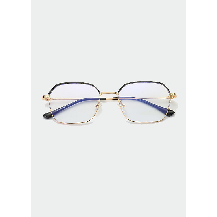 Kính Trắng Không Độ Dáng Vuông Gọng Vàng Viền Đen