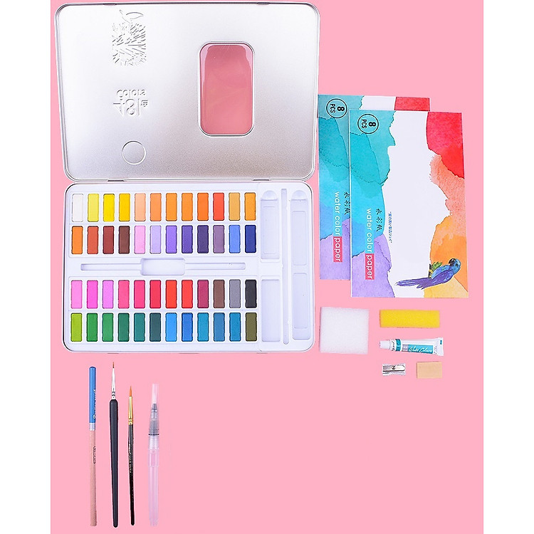 Màu nước dạng nén cao cấp G4800 set 48 màu đi kèm bộ dụng cụ dành cho vẽ tranh màu nước