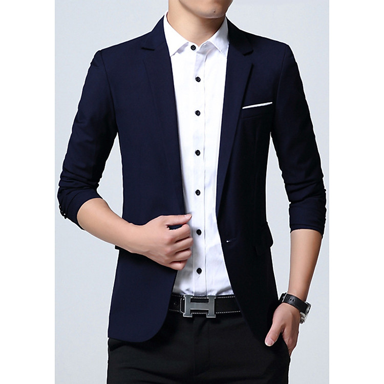 Áo Khoác Vest Nam Vải Kaki Dày Mịn Đứng Form Màu Xanh Đen - TC04038