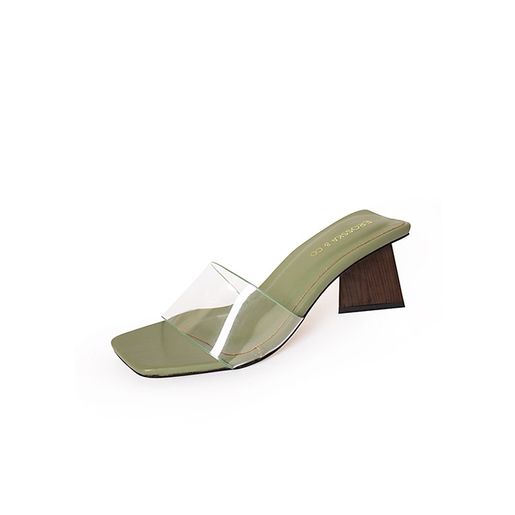 Dép Nữ Cao Gót Vuông Mules Erosska phối quai trong cao 5cm EM025
