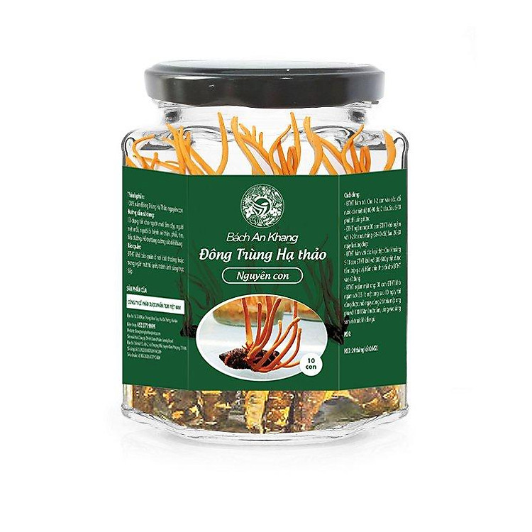 Đông trùng hạ thảo hữu cơ Bách An Khang ký chủng nhộng sấy thăng hoa cao cấp 10 con nuôi cấy Đà Lạt tốt cho sức khỏe