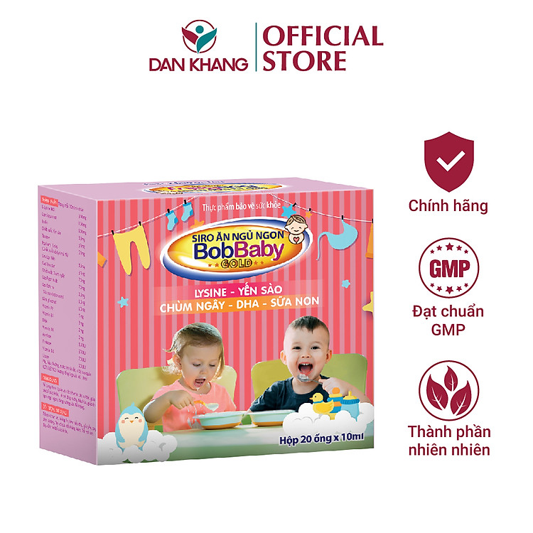 Siro ăn ngủ ngon cho bé BobBaby Dân Khang cải thiện chứng biếng ăn giúp bé ăn ngon ngủ sâu giấc hộp 20 ống x 10ml