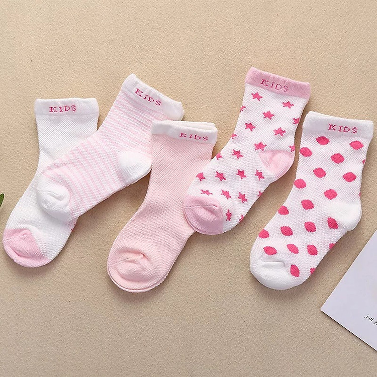 Túi gồm 5 đôi tất trẻ em nhiều màu đáng yêu BT15