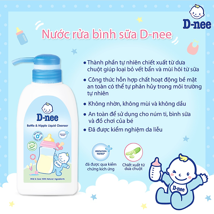 Nước rửa bình sữa D-nee 500ml Chính hãng Tiết kiệm - Hình ảnh 3