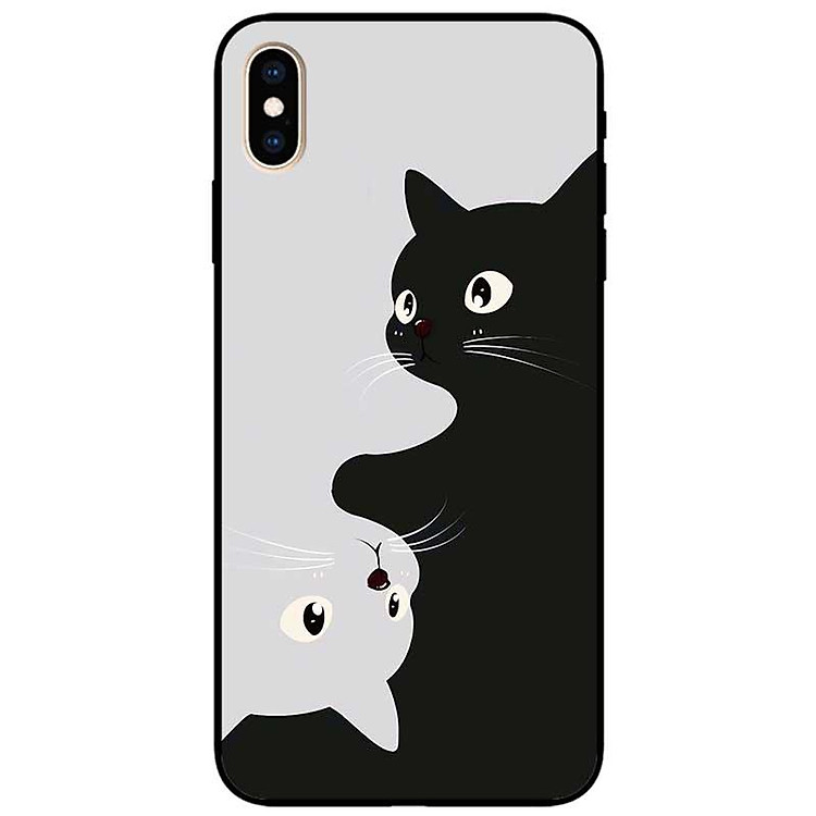 Ốp lưng cho IPhone X - Xs - Xs Max - Xr - 11 - 11 Pro Max - Mèo Trắng Đen - Hàng Chính Hãng