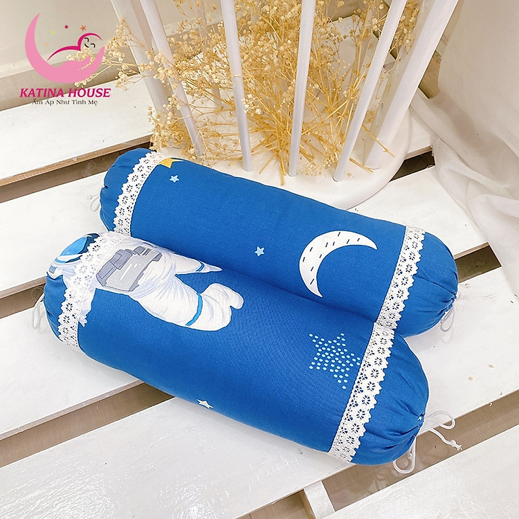 Cặp gối ôm 40cm cho bé sơ sinh Katina House,0-18th, vải tencel mềm mại mát, ruột gòn lông vũ êm ái