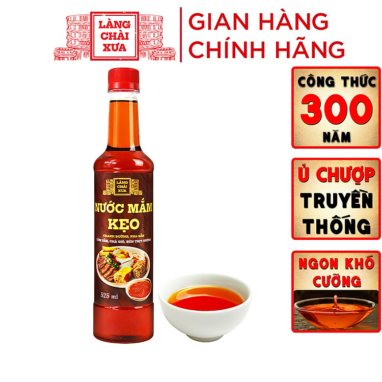 Nước mắm kẹo Làng Chài Xưa 525ml/chai chanh đường pha sẵn, dùng ngay với cơm tấm, chả giò, bún thịt nướng, chỉ cần thêm ớt