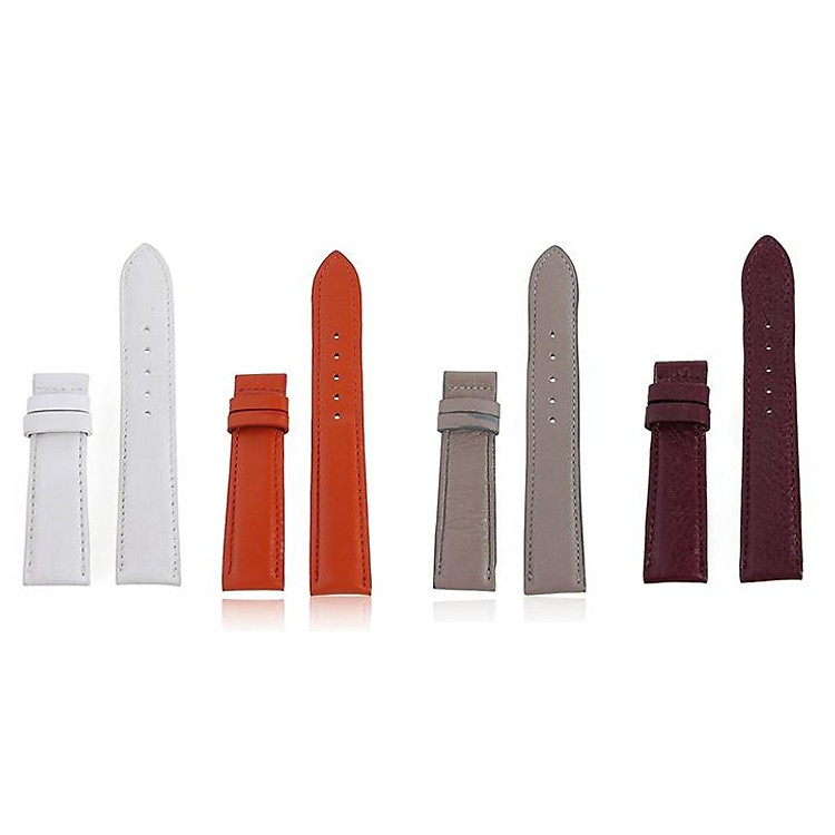 Dây đồng hồ Huy Hoàng da bò size 16, 18, 20 màu trắng, cam, kem, tím nhạt HT8119-20-21-22