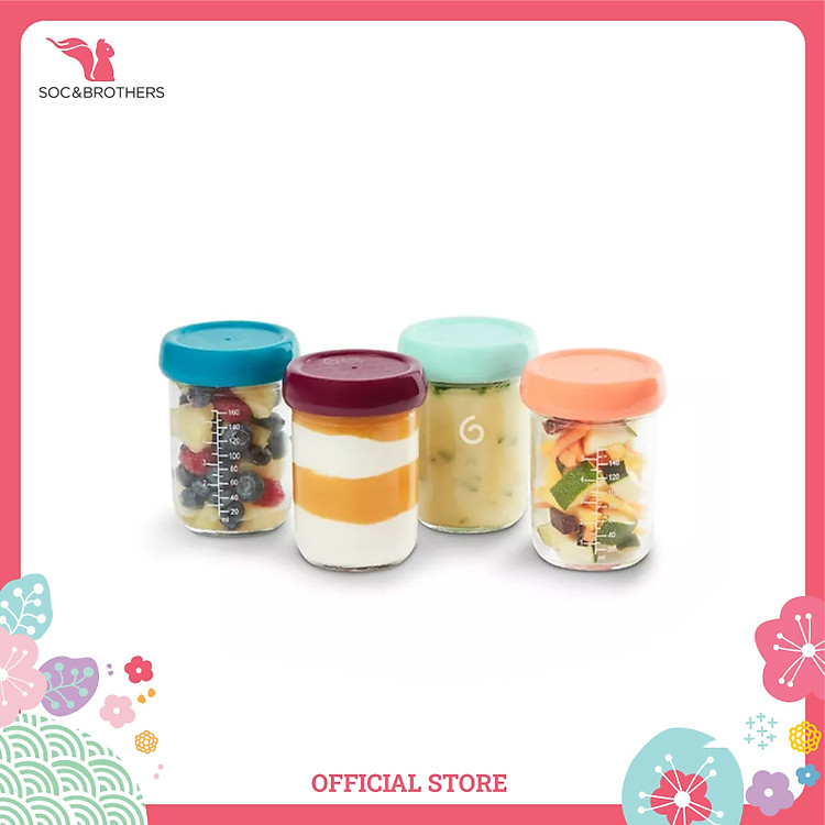 Bộ 4 hộp đựng thực phẩm Babymoov bằng thủy tinh 220ml