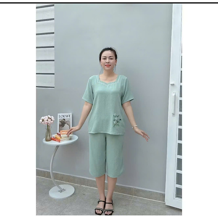 Đồ bộ nữ,đồ ngủ, đồ bộ mặc nhà lửng 9 tấc vải đũi siêu cưng.