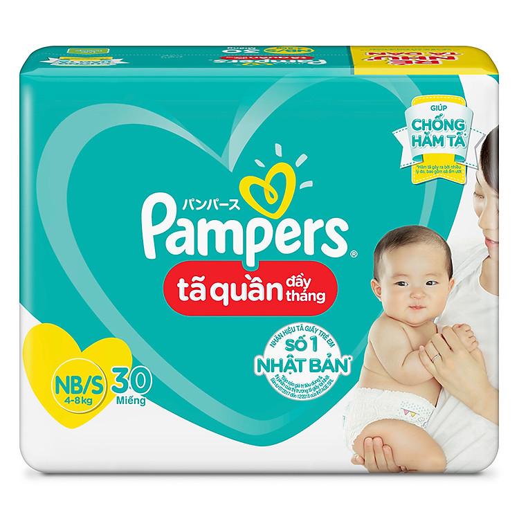 Tã Quần Pampers Đầy Tháng Mới Gói Trung NB/S30 (30 Miếng)
