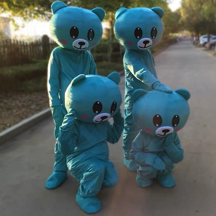 MASCOT BROWN xanh vàng hồng ẢNH THẬT