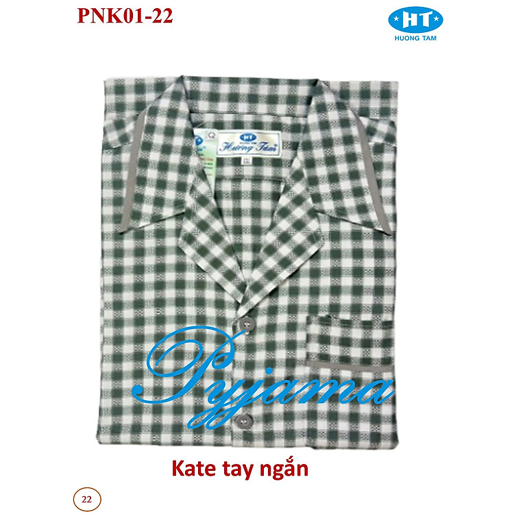 Bộ Pyjama HUONGTAM Kate tay ngắn nam cao cấp(PNK02N16). Chất liệu Kate loại tốt: mềm mại, thoáng mát, không phai màu.