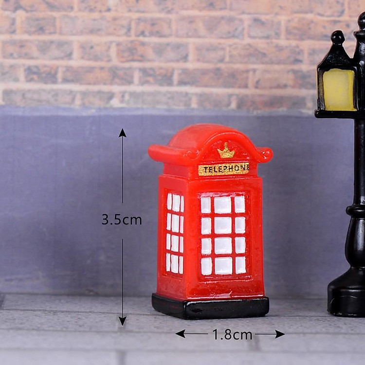 Mô hình bốt điện thoại công cộng, trang trí tiểu cảnh, bánh gato, DIY, đồ handmade