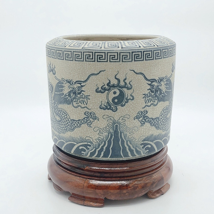 Combo bộ bát hương men rạn và đế (gỗ hương)