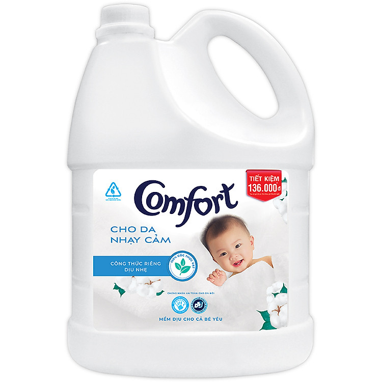 Nước xả vải em bé Comfort cho da nhạy cảm với công thức riêng dịu nhẹ 100% nguồn gốc thực vật, Chai 3.8L