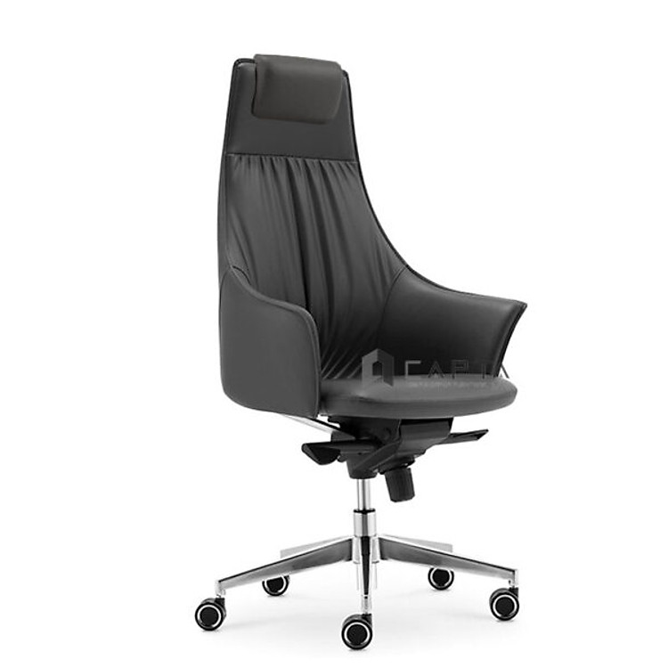 Ghế giám đốc nệm da PVC màu nâu bò / đen chân xoay hợp kim nhôm cao cấp Ghế sếp nữ hiện đại sang trọng HCM CM4482-P