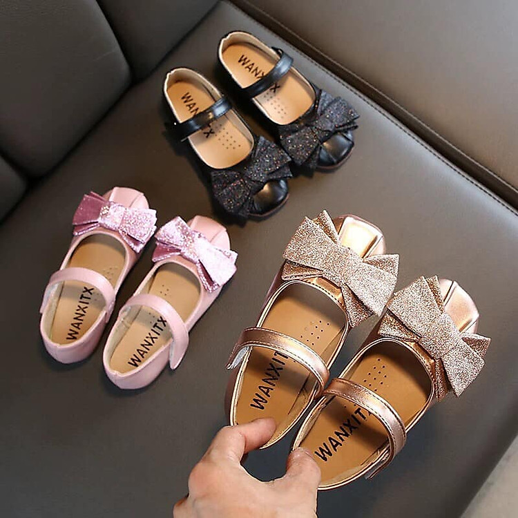 giày búp bê bé gái nơ kim tuyến