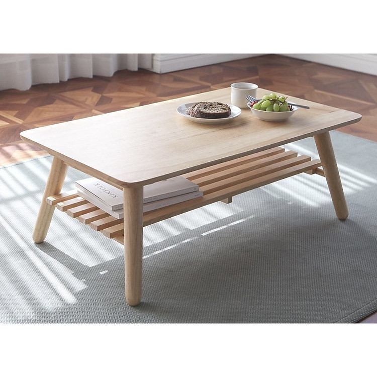 BÀN TRÀ/ SOFA HÀN QUỐC CÓ KỆ LINH ĐỘNG - A TABLE GỖ TỰ NHIÊN SIZE M