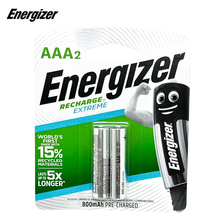 Vỉ 2 Viên Pin Sạc AAA Energizer 800 mAH Made In JAPAN - Hàng chính hãng