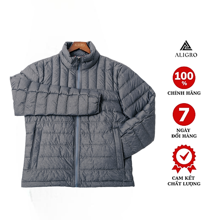 Ao khoác lông vũ màu Charcoal than chất liệu cao cấp mềm mịn chống thấm nước siêu nhẹ siêu ấm áp giữ nhiệt ALGALV.23