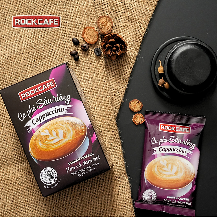ROCKCAFE - CAPPUCCINO SẦU RIÊNG (5 gói x 30 gram)