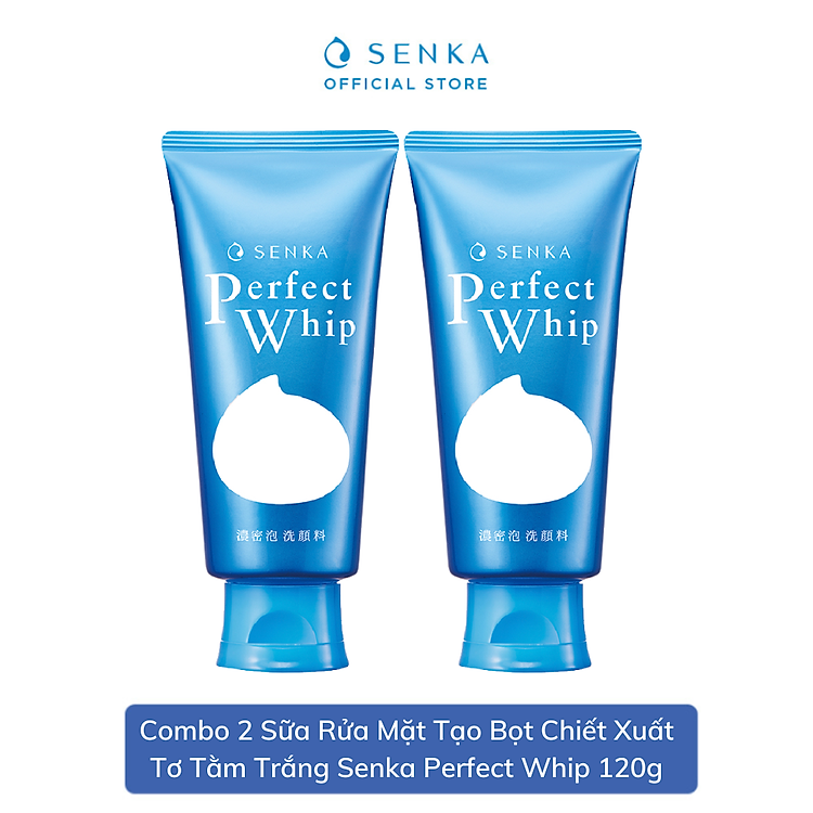 Combo 2 Sữa Rửa Mặt Tạo Bọt Chiết Xuất Tơ Tằm Trắng Senka Perfect Whip 120g