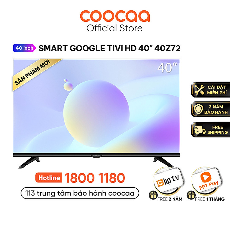 Google Tivi Coocaa HD 40 Inch - 40Z72 Youtube Netfilx Smart TV 2022 new tv - Hàng Chính Hãng