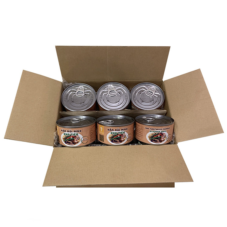 THÙNG 18 LON NẤM MỐI MINO KHO TIÊU 150gr - NMMKT-18, ĐẶC SẢN ĐẢO PHÚ QUỐC - 8938531691096