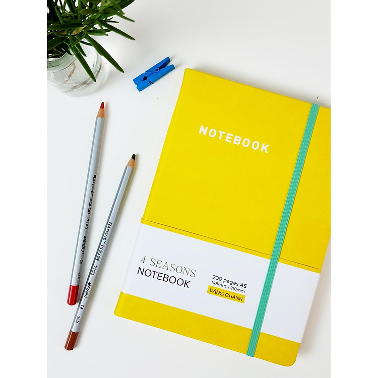 Sổ Bìa Da A5 Kẻ Ngang (200 trang 80gsm) - Màu Vàng Chanh - Ảnh 5