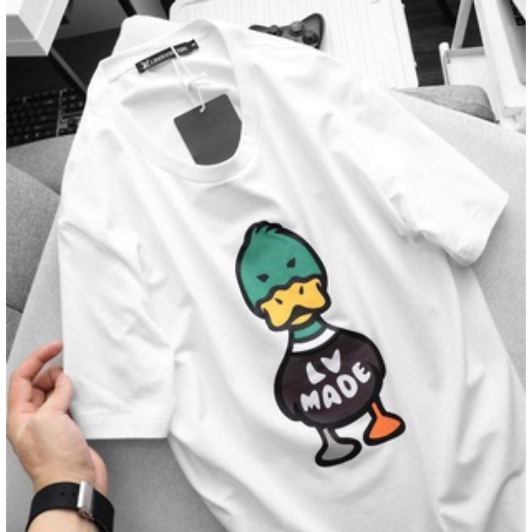 Áo Phông Nam Nữ Thêu Hình Con Vịt, Áo Thun Con Vịt Cao Cấp 100% Cotton Không Nhăn Không Phai Màu