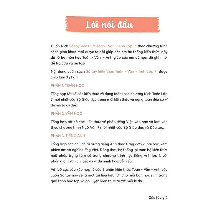 Sổ Tay Kiến Thức Toán-Văn-Anh Lớp 7 - Ảnh 4