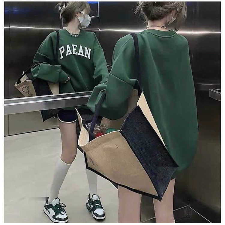 Áo Sweater Nỉ Paean Màu Xanh Rêu Bao Đẹp Form To, áo sweater, áo hoodie, áo sweater nam, áo sweater nữ, áo sweater nam nữ đều mặc được, áo chui đầu, áo sweater