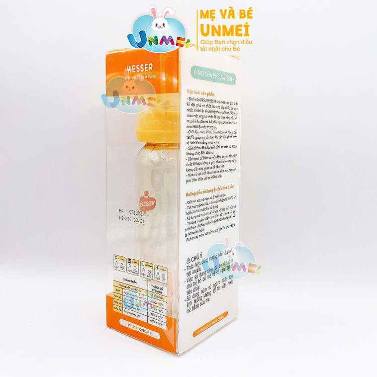 Mua Bình sữa PPSU Wesser 250ml UnMei Uy tín Giá rẻ - Hình ảnh 3