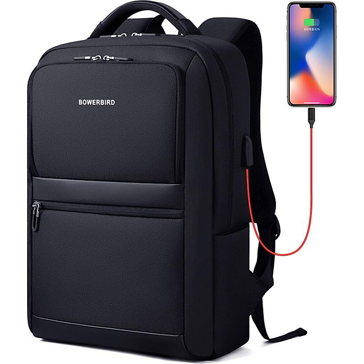 Balo BOWERBIRD Tích Hợp Sạc Chống Trộm Đen (15.6 inch)